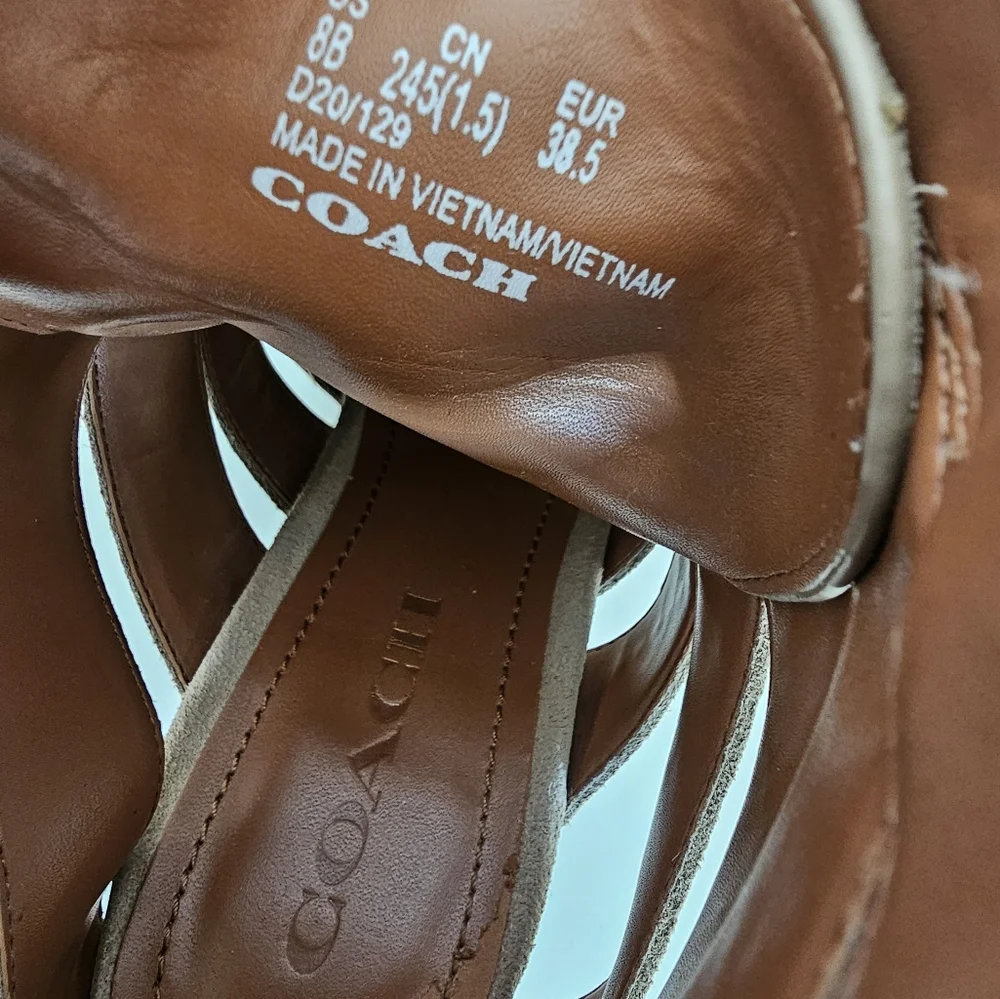 Coach Paisley Bootie Beige Suede Cutouts Studded Fleur De Lys Size 8